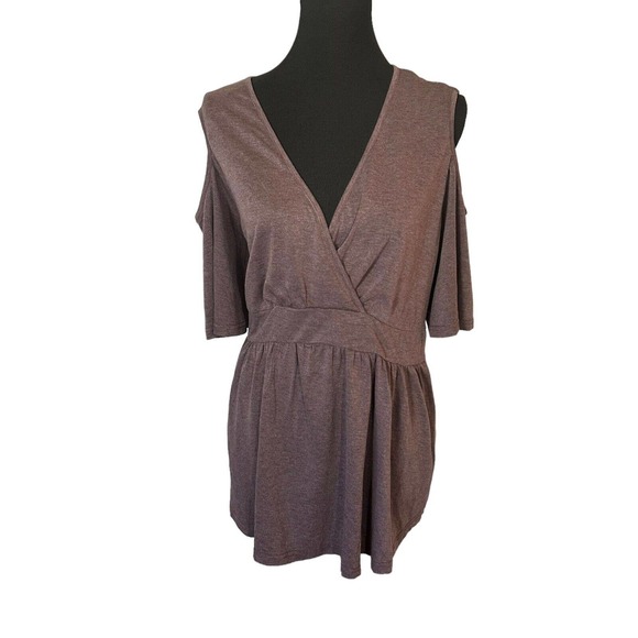 BloomChic Faux Wrap T-Shirt Women's Plus 18-20 Mauve Cut Out Stretch Half Sleeve - Picture 2 of 10